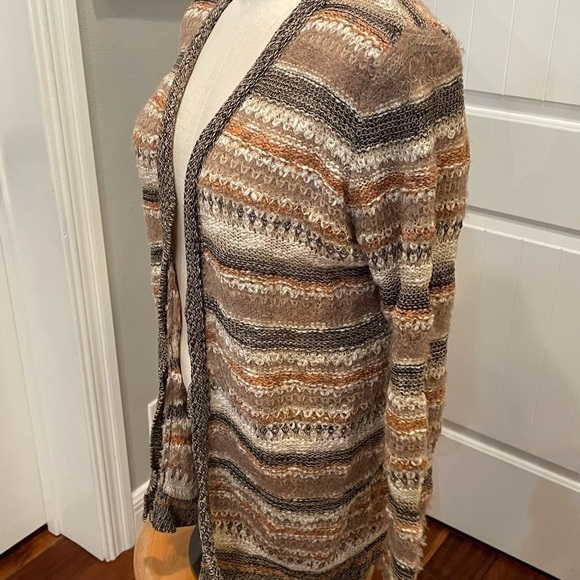 Maurices open front cardigan marled with textured stripes mixed yarns fabrics - Picture 4 of 10